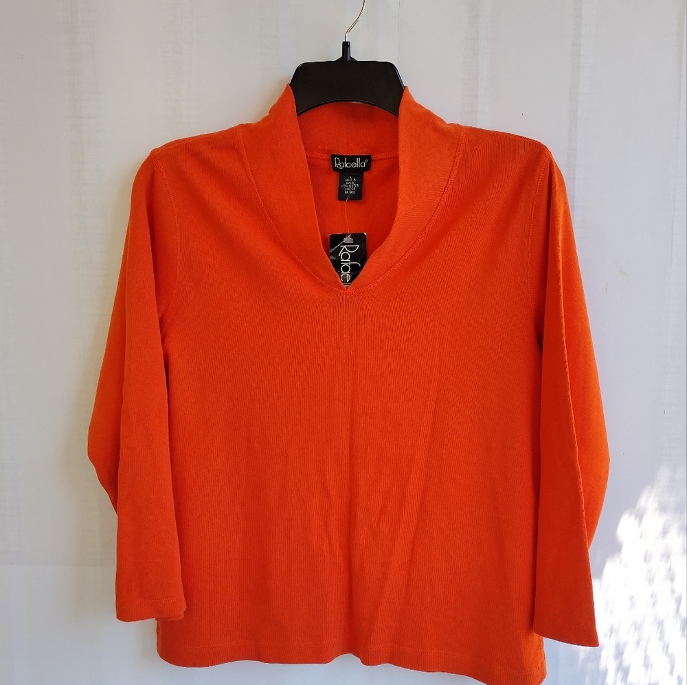 NWT RAFAELLA 3/4 Sleeve Pullover Top Blouse Pumpkin Size L